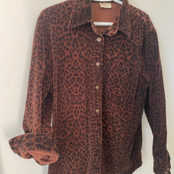 Vintage leopard-print corduroy button down - Picture 5 of 6
